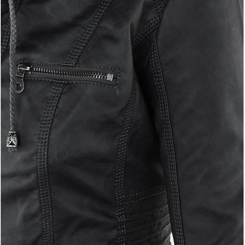 Gothic Faux Leather Jacket Women Coat 2026 Hoodies Winter Autumn Motorcycle Jacket Black Outerwear Leather PU Basic Jacket Coat