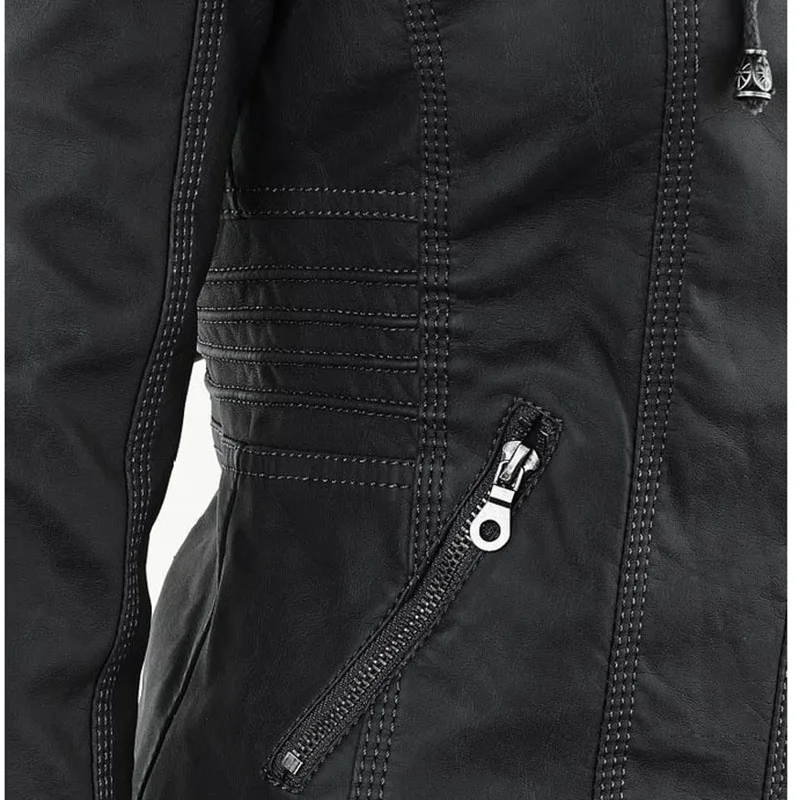 Gothic Faux Leather Jacket Women Coat 2026 Hoodies Winter Autumn Motorcycle Jacket Black Outerwear Leather PU Basic Jacket Coat