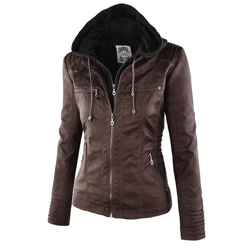 Gothic Faux Leather Jacket Women Coat 2026 Hoodies Winter Autumn Motorcycle Jacket Black Outerwear Leather PU Basic Jacket Coat