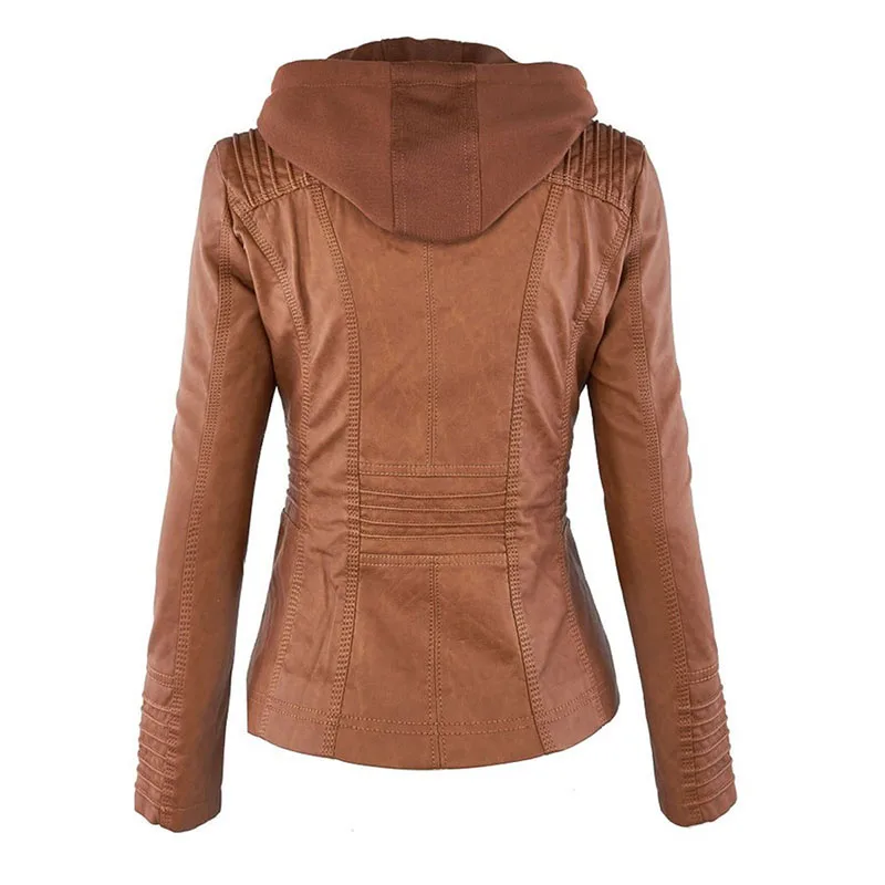 Gothic Faux Leather Jacket Women Coat 2026 Hoodies Winter Autumn Motorcycle Jacket Black Outerwear Leather PU Basic Jacket Coat