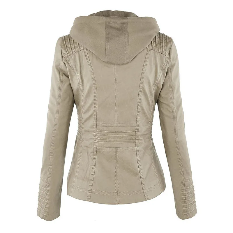 Gothic Faux Leather Jacket Women Coat 2026 Hoodies Winter Autumn Motorcycle Jacket Black Outerwear Leather PU Basic Jacket Coat
