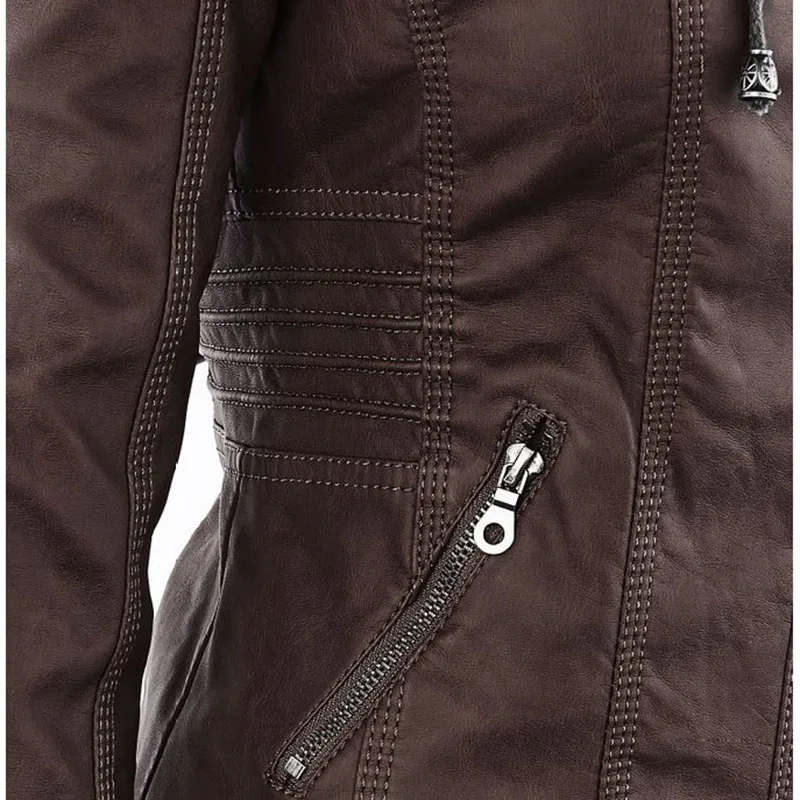 Gothic Faux Leather Jacket Women Coat 2026 Hoodies Winter Autumn Motorcycle Jacket Black Outerwear Leather PU Basic Jacket Coat