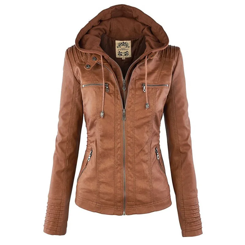 Gothic Faux Leather Jacket Women Coat 2026 Hoodies Winter Autumn Motorcycle Jacket Black Outerwear Leather PU Basic Jacket Coat