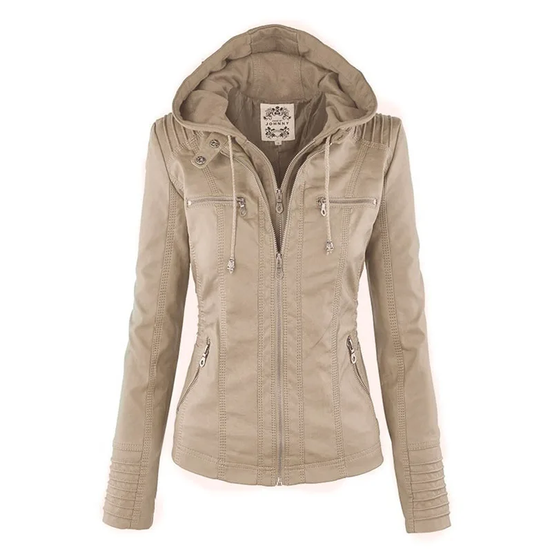 Gothic Faux Leather Jacket Women Coat 2026 Hoodies Winter Autumn Motorcycle Jacket Black Outerwear Leather PU Basic Jacket Coat