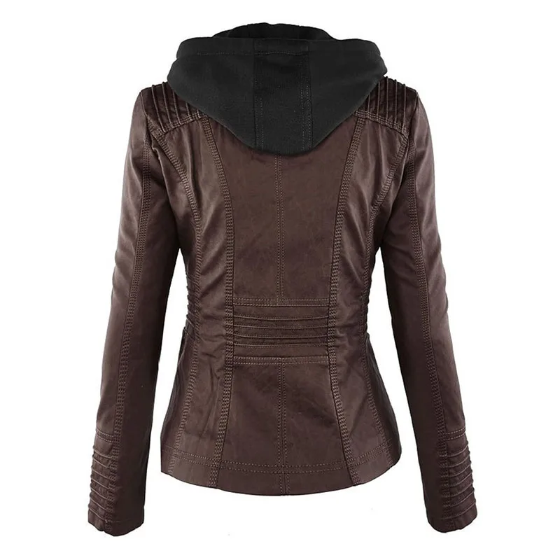 Gothic Faux Leather Jacket Women Coat 2026 Hoodies Winter Autumn Motorcycle Jacket Black Outerwear Leather PU Basic Jacket Coat