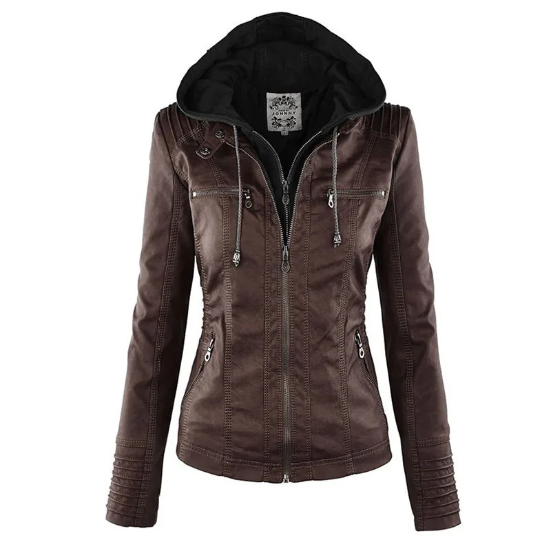 Gothic Faux Leather Jacket Women Coat 2026 Hoodies Winter Autumn Motorcycle Jacket Black Outerwear Leather PU Basic Jacket Coat