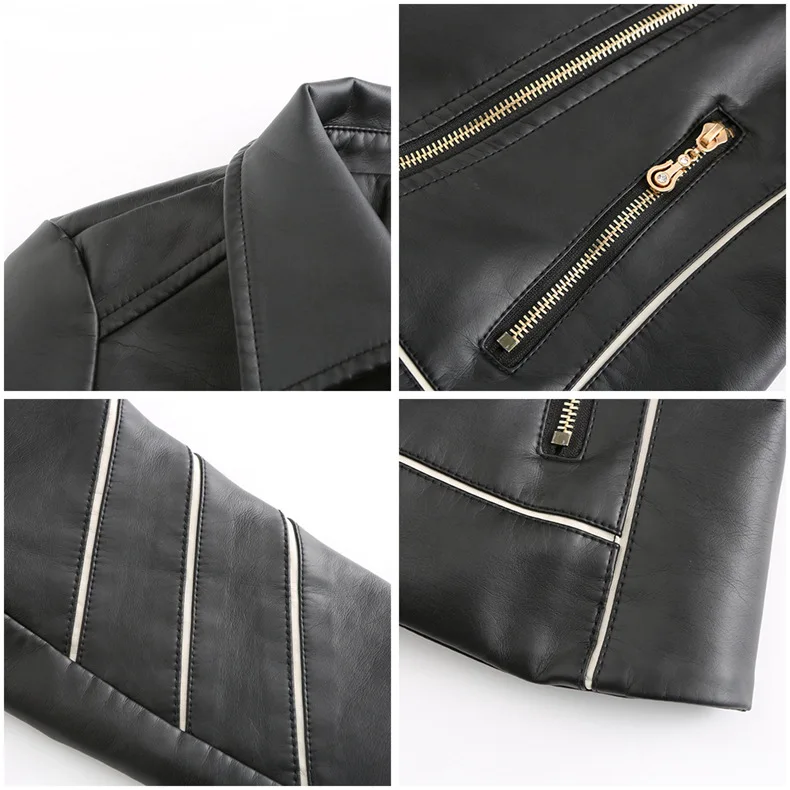 Red PU Faux Leather Jacket Women Fashion Casual Biker Jackets Outwear Female Tops Spring and Autumn Black Leather Jacket Coat