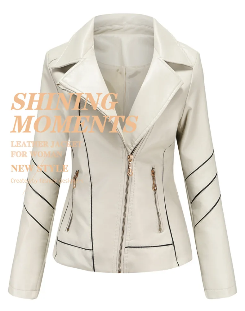Red PU Faux Leather Jacket Women Fashion Casual Biker Jackets Outwear Female Tops Spring and Autumn Black Leather Jacket Coat