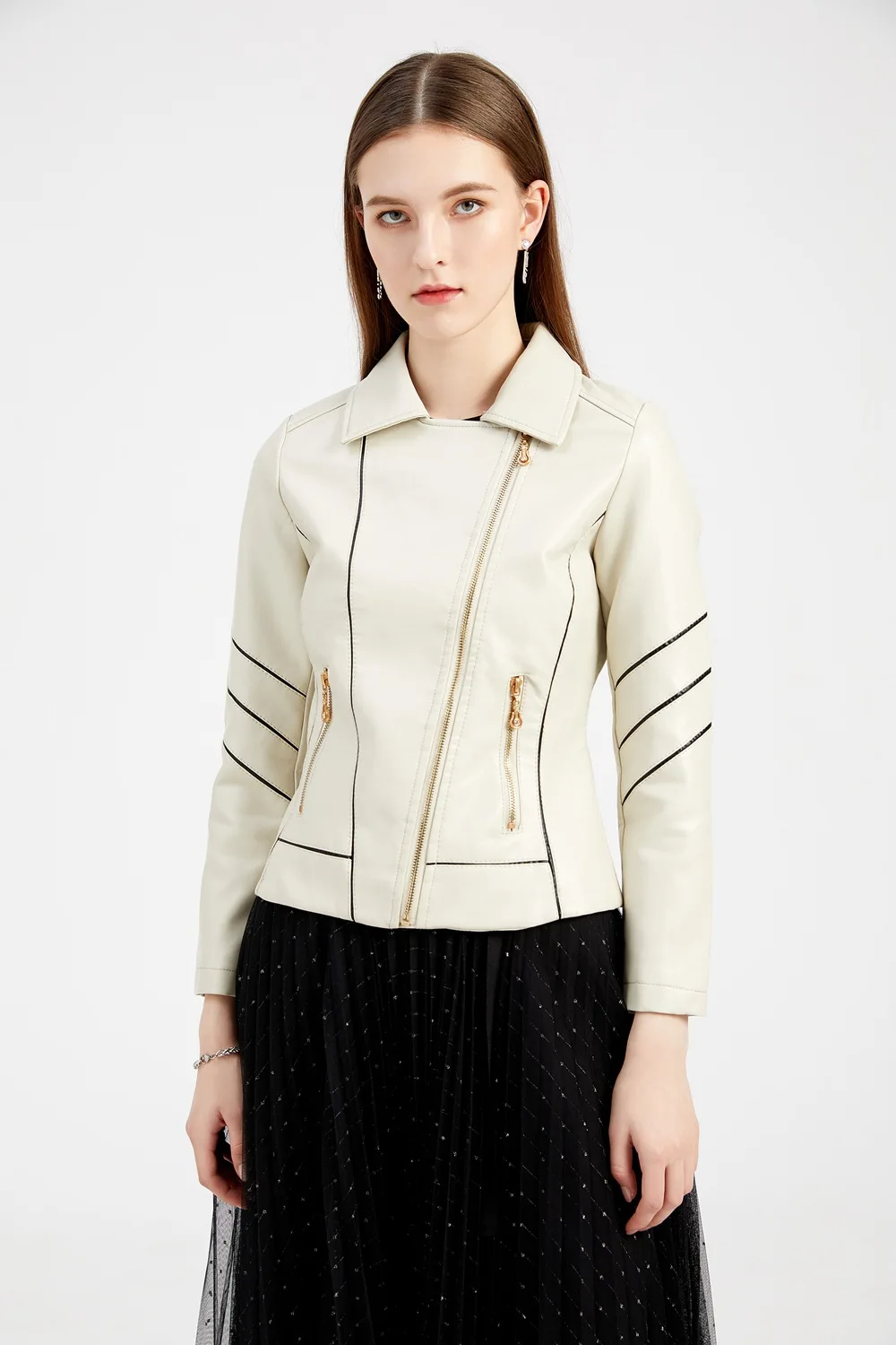 Red PU Faux Leather Jacket Women Fashion Casual Biker Jackets Outwear Female Tops Spring and Autumn Black Leather Jacket Coat