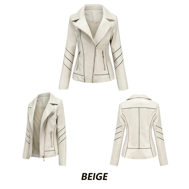 Red PU Faux Leather Jacket Women Fashion Casual Biker Jackets Outwear Female Tops Spring and Autumn Black Leather Jacket Coat