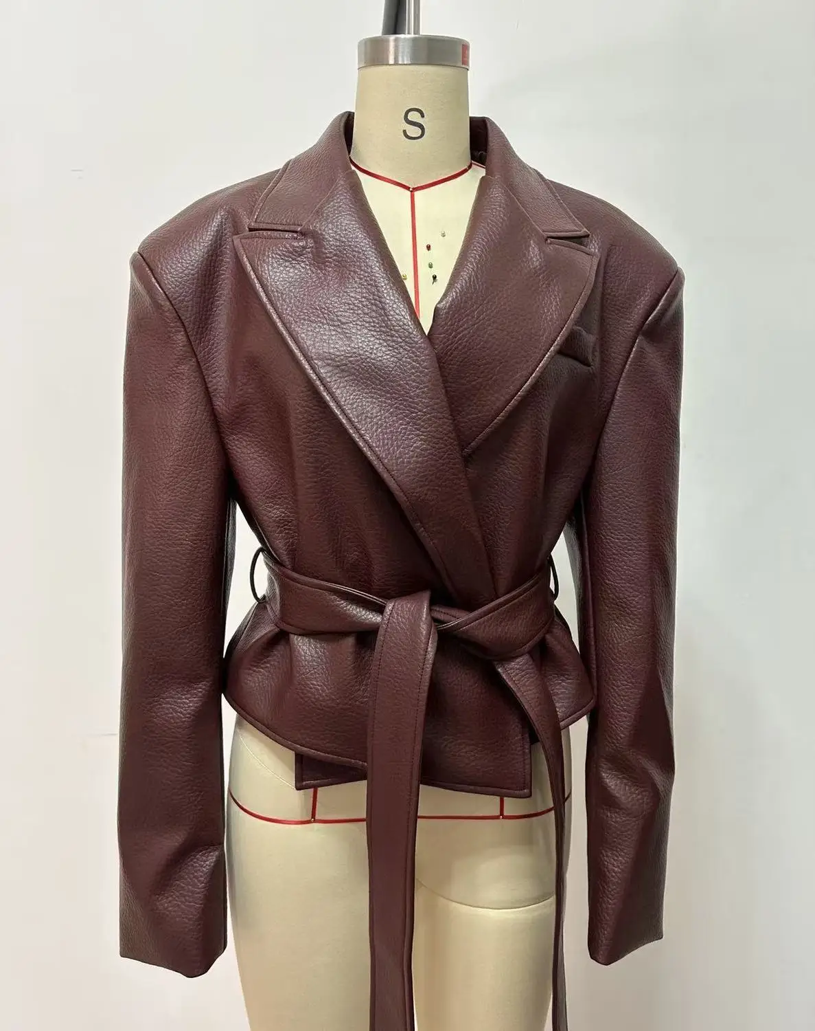 Autumn Winter Women'S Clothing Motorcycle Cool Strap Temperament Leather Jacket 2025 New Women With Belt Biker Jacket Women Coat