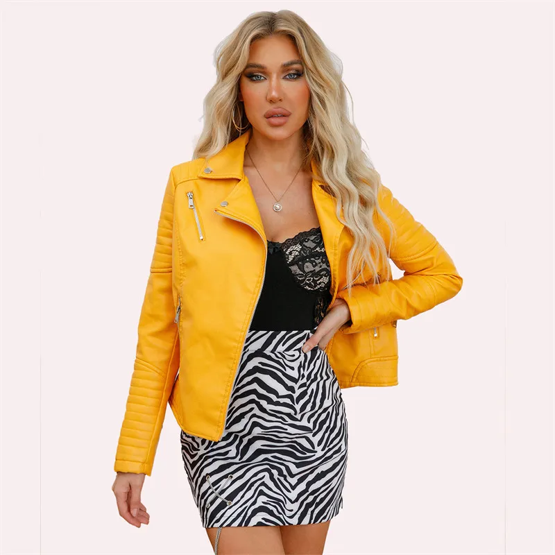 2026 New Fashion Women Faux Leather Jacket, Spring Autumn Zipper Casual Pu Coat, Female Biker Outerwear Ladies Clothes S-XXXL
