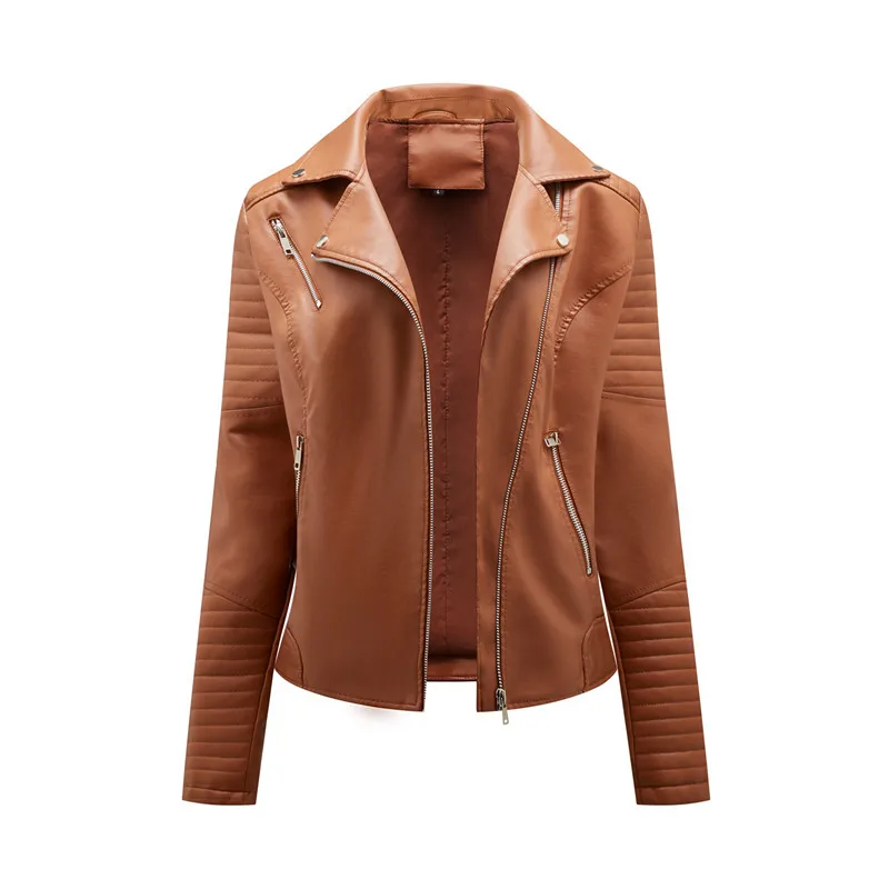 2026 New Fashion Women Faux Leather Jacket, Spring Autumn Zipper Casual Pu Coat, Female Biker Outerwear Ladies Clothes S-XXXL