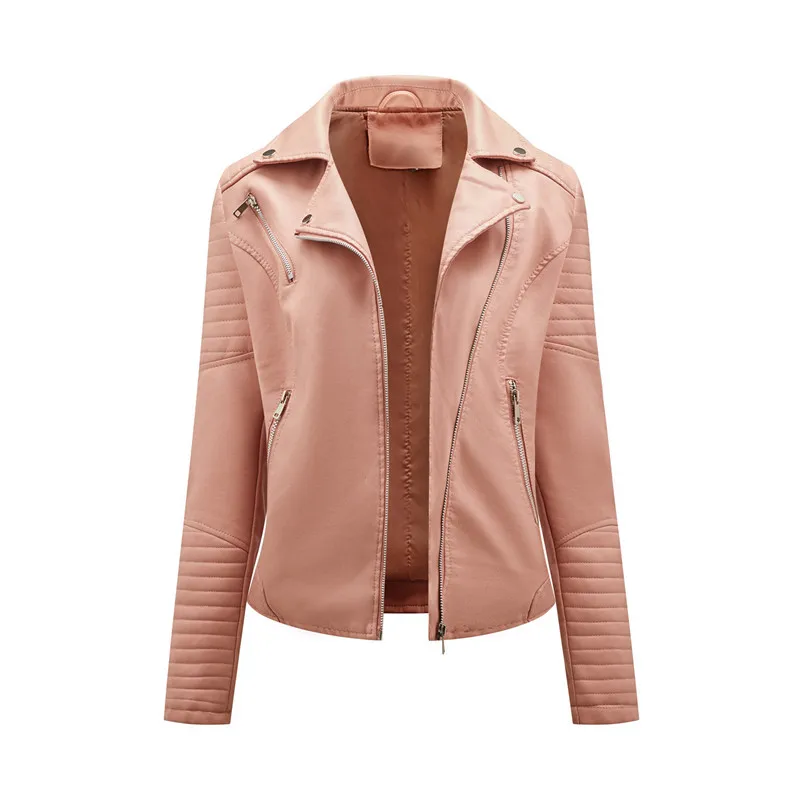 2026 New Fashion Women Faux Leather Jacket, Spring Autumn Zipper Casual Pu Coat, Female Biker Outerwear Ladies Clothes S-XXXL