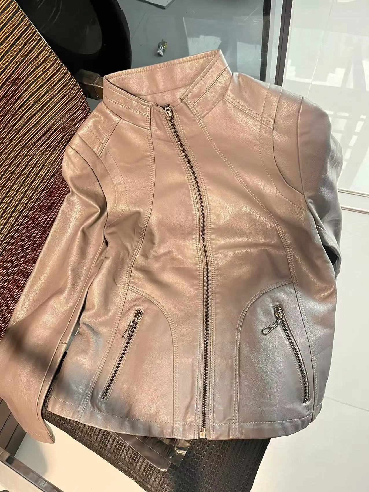 Spring Autumn Women Sheep Skin Coat 2025 Ladies Large Size 5XL Genuine Leather Jacket Korean Female Stand Collar Leather Tops
