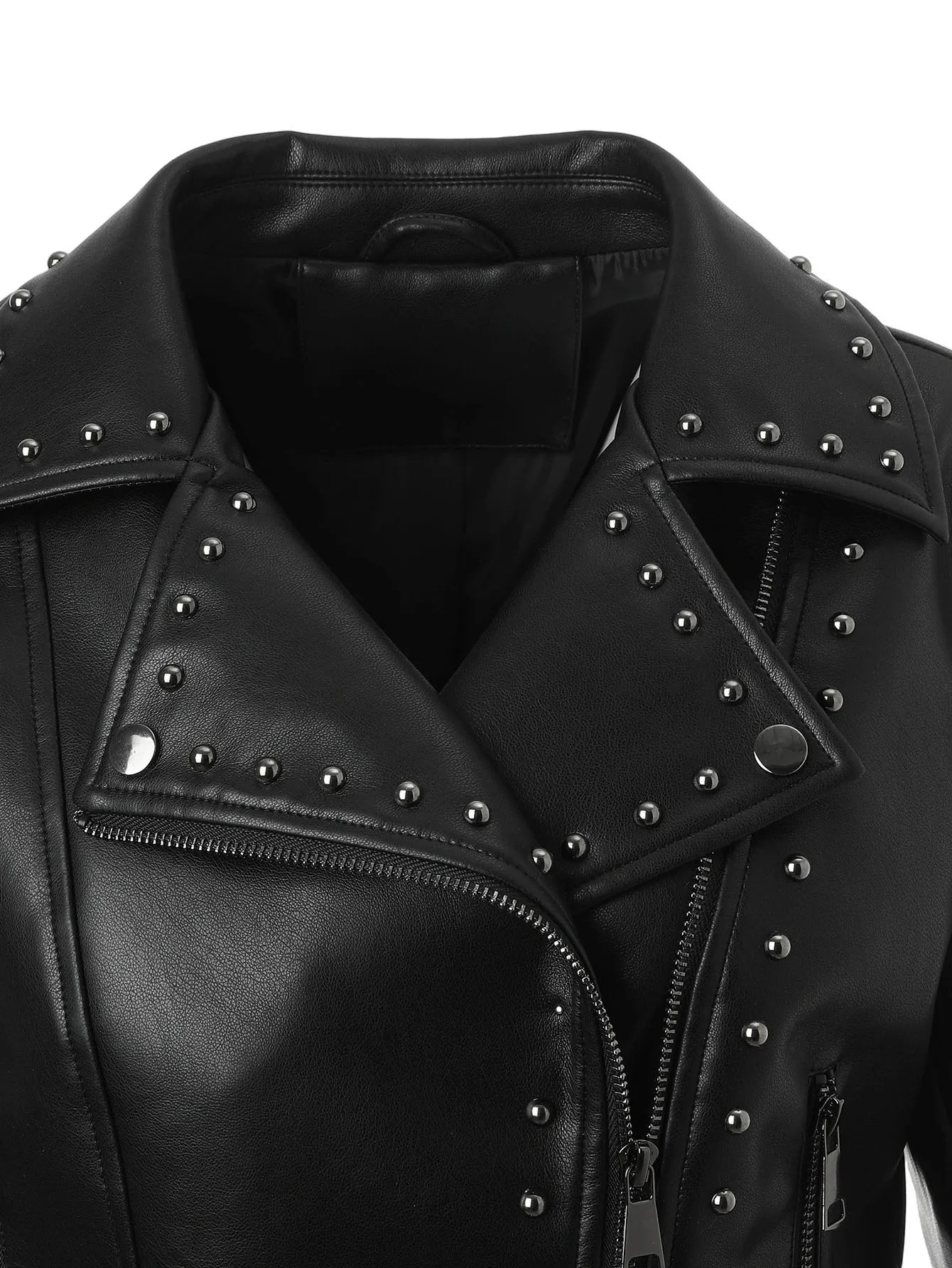 Autumn and Winter Women's short Black tops Popular PU Slim Fit Lapel Motorcycle Jacket Punk Rock Short Zippered Leather Jacket