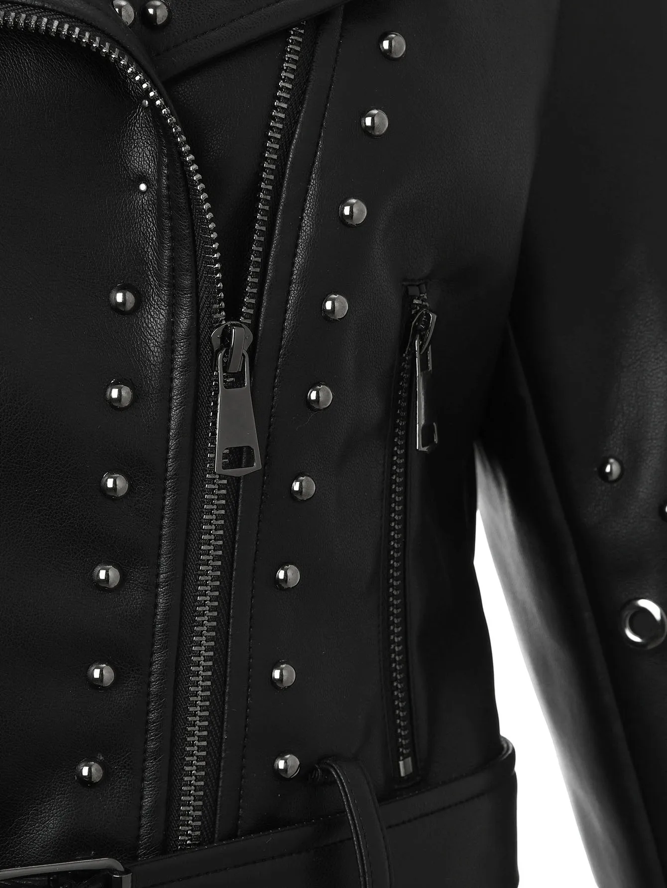 Autumn and Winter Women's short Black tops Popular PU Slim Fit Lapel Motorcycle Jacket Punk Rock Short Zippered Leather Jacket