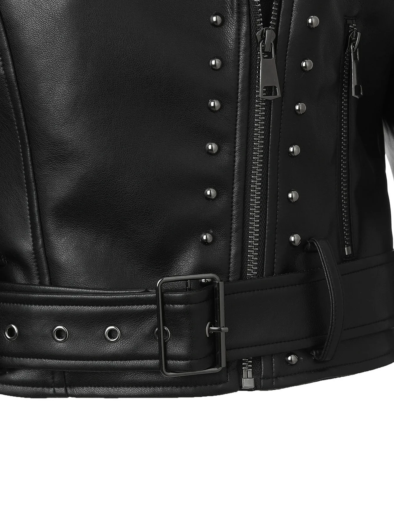 Autumn and Winter Women's short Black tops Popular PU Slim Fit Lapel Motorcycle Jacket Punk Rock Short Zippered Leather Jacket