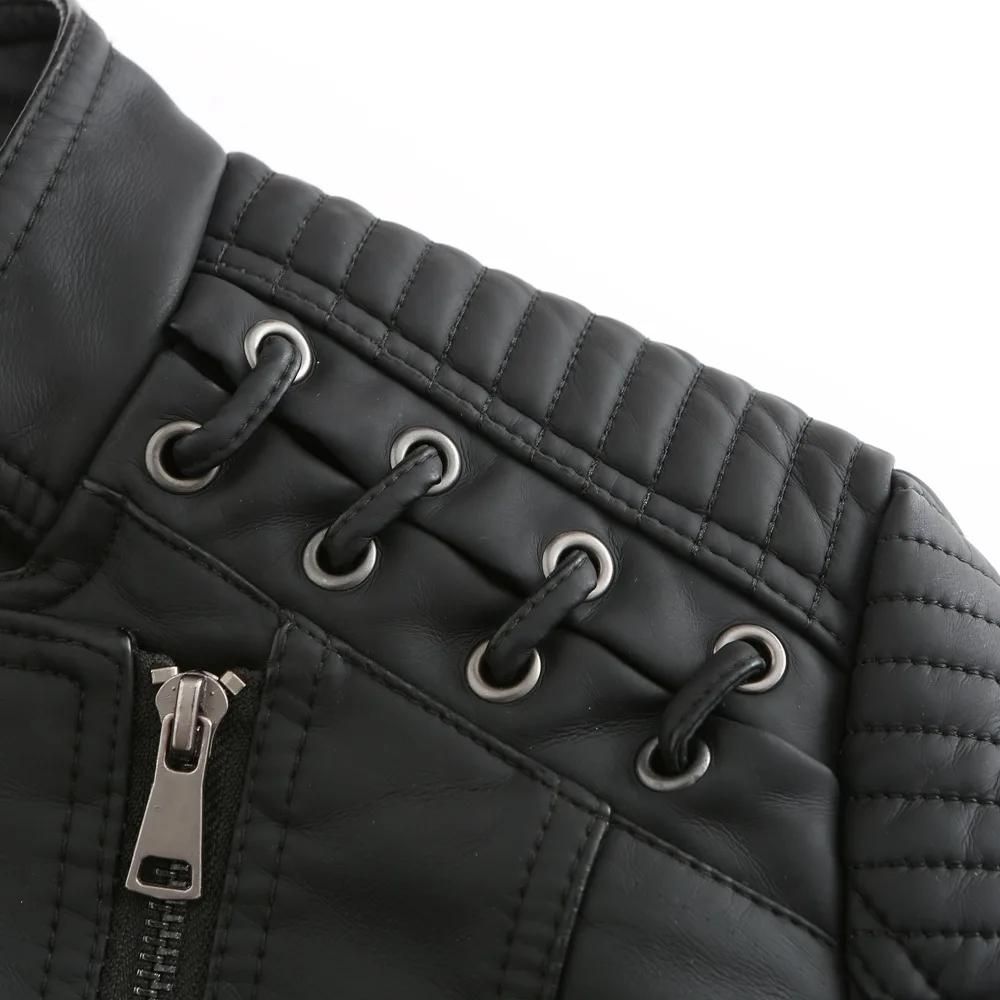 2023Spring Autumn Ladies Motorcycle Leather Jackets Women Turn-down Collar Zipper Slim Black Moto & Biker Jacket Female Leather