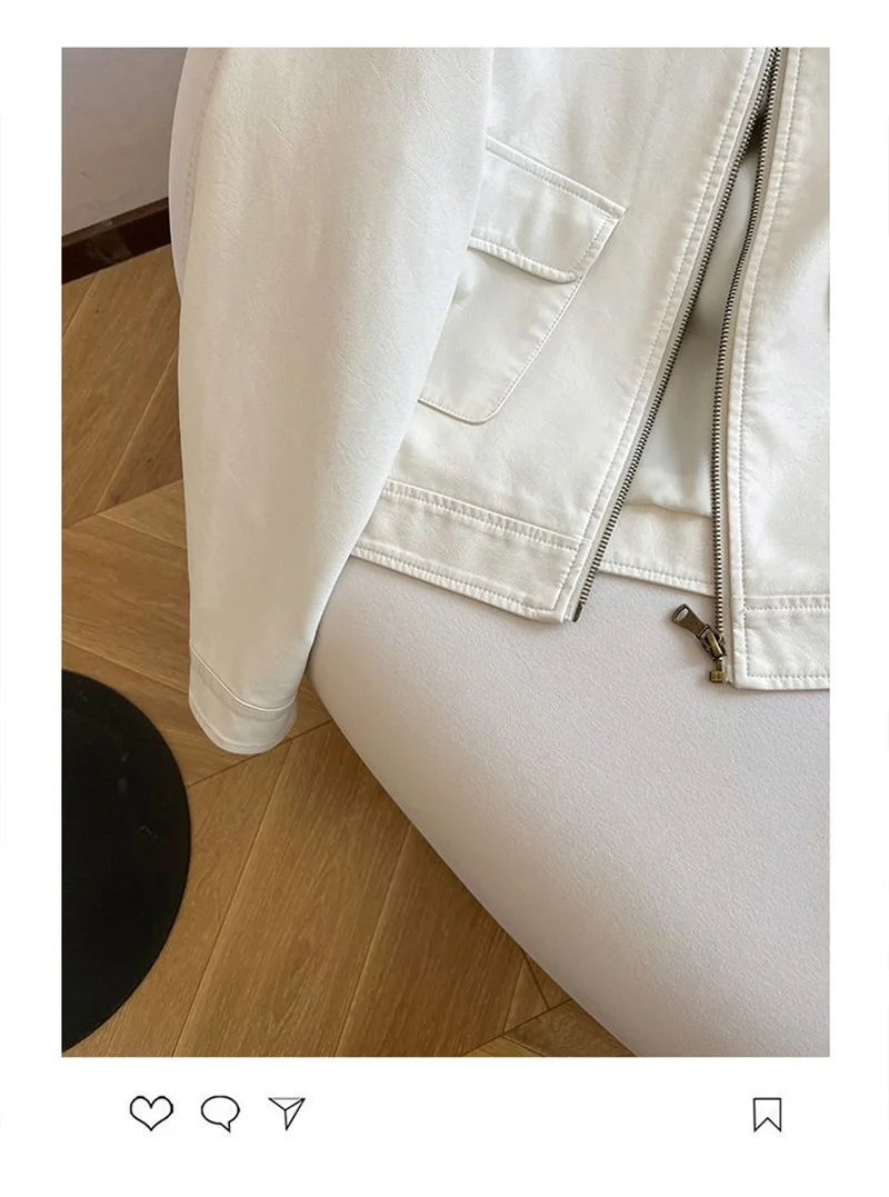 2025 Women Pu Leather Jacket Women Autumn Fashion Short Casual All-match Leather Tops Female Korean Loose Leather Lady Outerwear