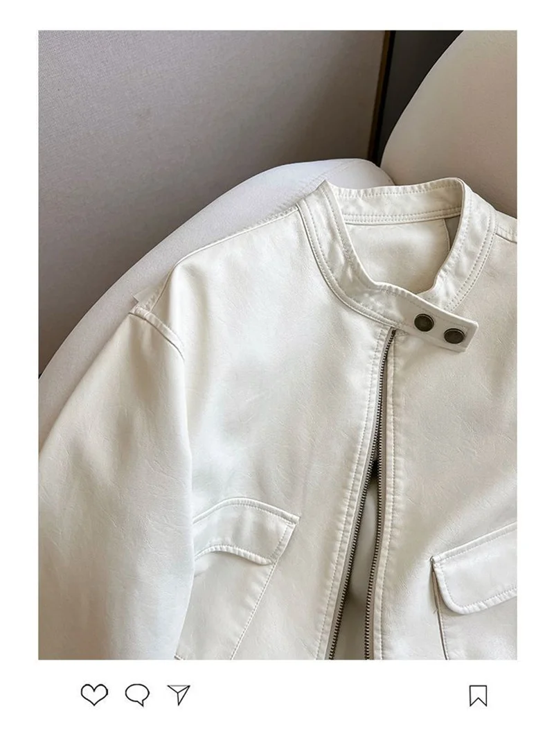 2025 Women Pu Leather Jacket Women Autumn Fashion Short Casual All-match Leather Tops Female Korean Loose Leather Lady Outerwear