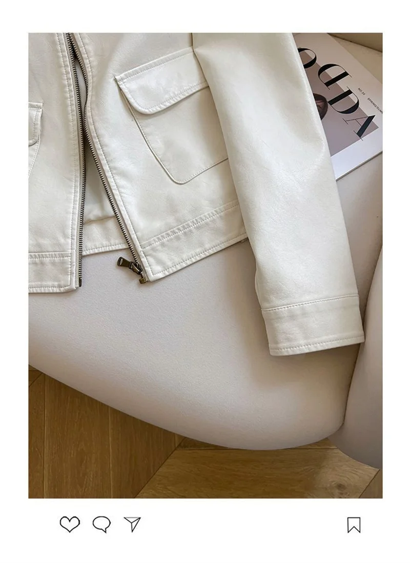 2025 Women Pu Leather Jacket Women Autumn Fashion Short Casual All-match Leather Tops Female Korean Loose Leather Lady Outerwear