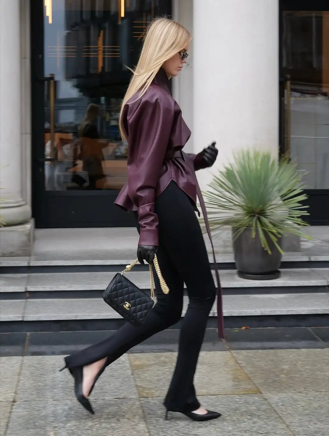 Lady Retro Burgundy Belted Leather Jacket Fashion Solid Stand Collar Long-sleeved Cropped Coat 2026 Women Daily Street Outerwear