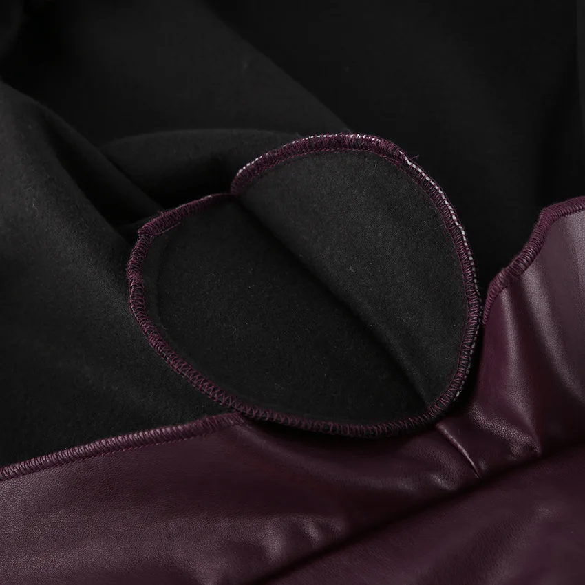 Lady Retro Burgundy Belted Leather Jacket Fashion Solid Stand Collar Long-sleeved Cropped Coat 2026 Women Daily Street Outerwear
