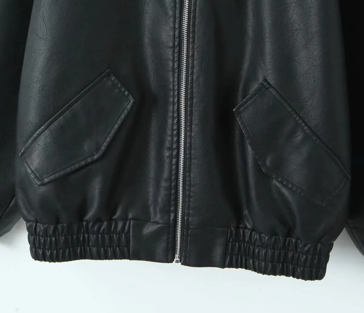 2026 Fashion Streetwear Women Retro Loose Black PU Faux Leather Jacket Spring Autumn Lady Vintage Zipper Coat Moto Biker Outwear