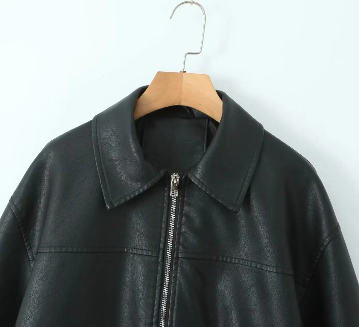 2026 Fashion Streetwear Women Retro Loose Black PU Faux Leather Jacket Spring Autumn Lady Vintage Zipper Coat Moto Biker Outwear