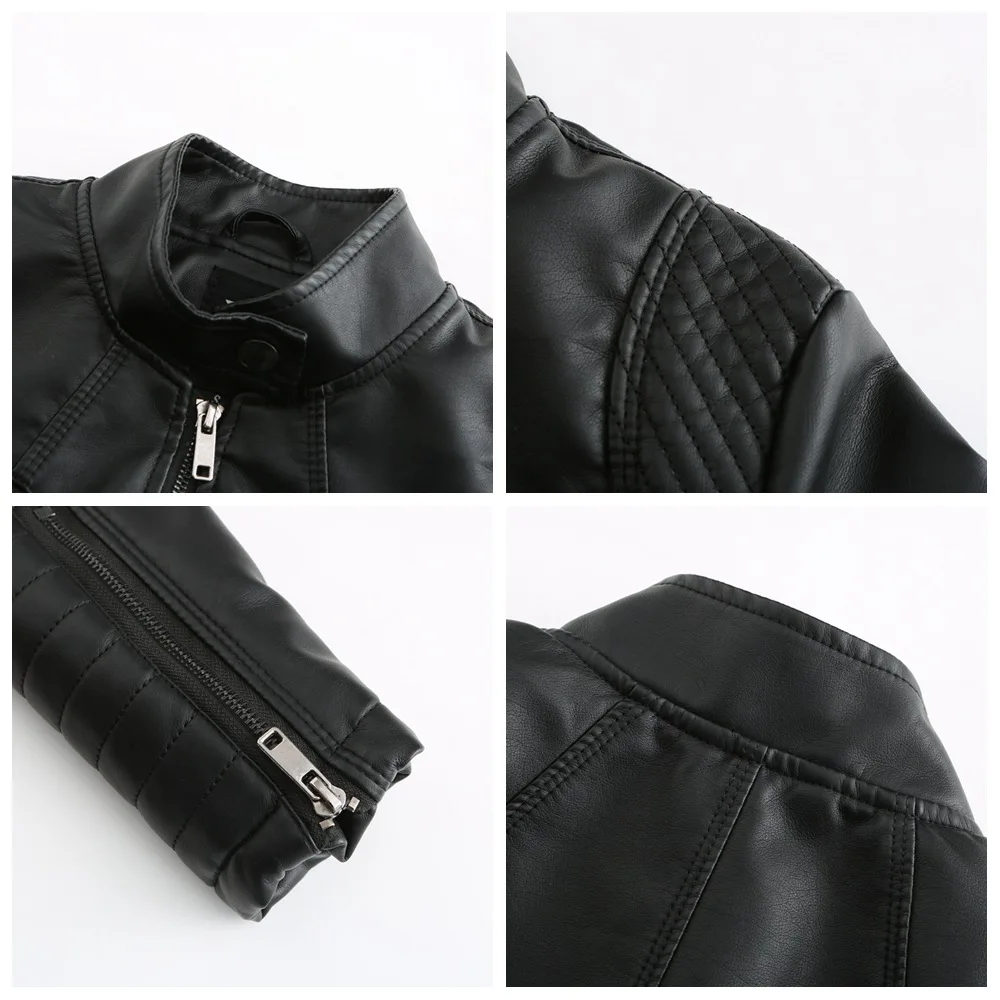 Faux Leather Motorcycle Jacket for Women, Female Coat, Moto Biker, Purple, Black, Zipper windproof jacket leather jacket