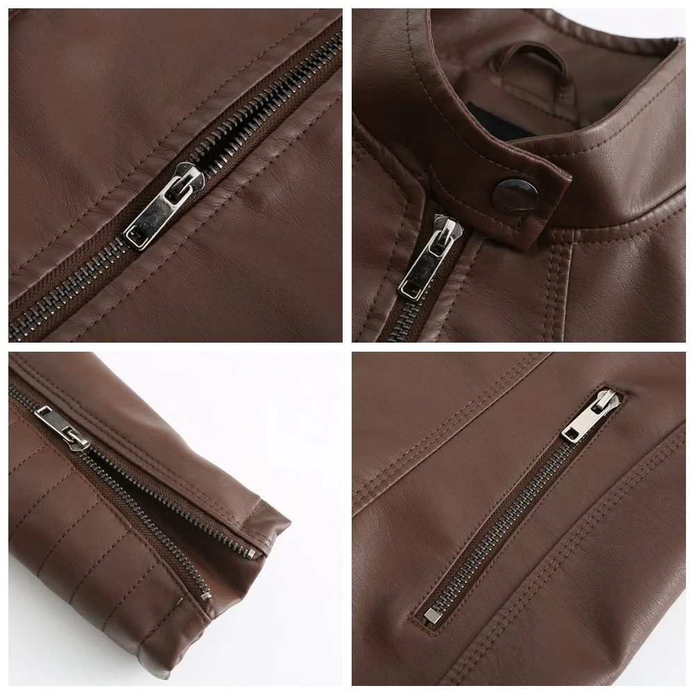 Faux Leather Motorcycle Jacket for Women, Female Coat, Moto Biker, Purple, Black, Zipper windproof jacket leather jacket