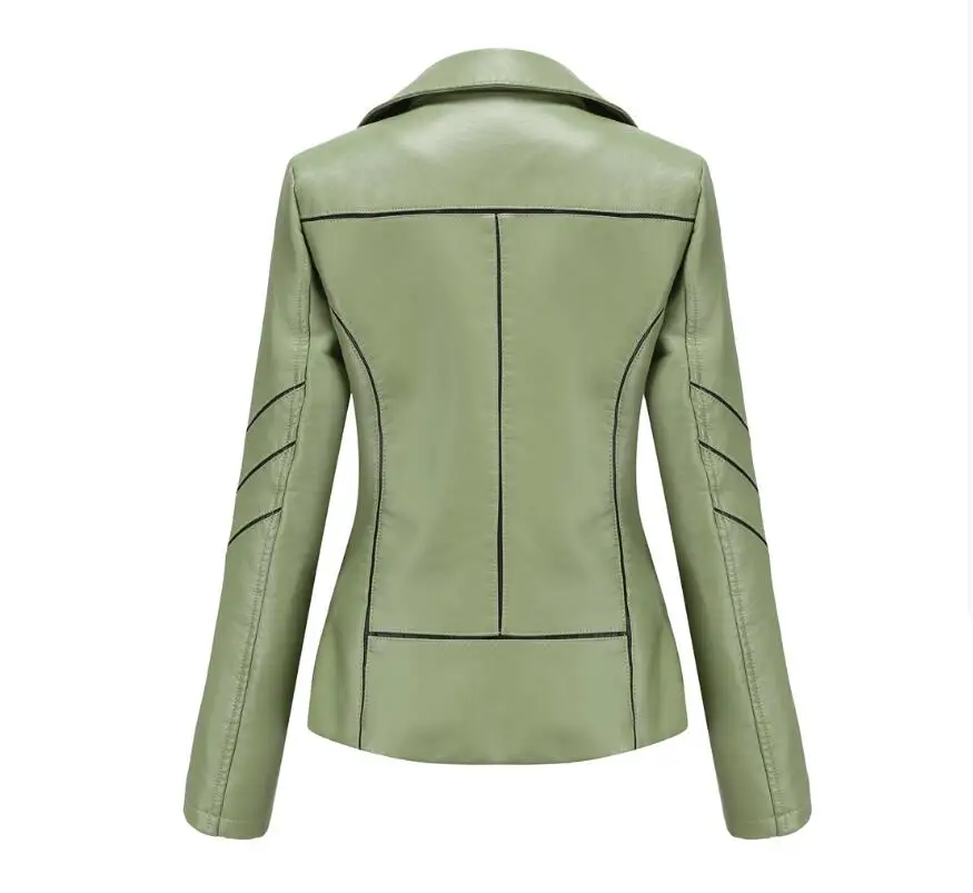 Red PU Faux Leather Jacket Women fashion Casual Biker Jackets Outwear Female Tops spring and autumn Black Leather Jacket Coat