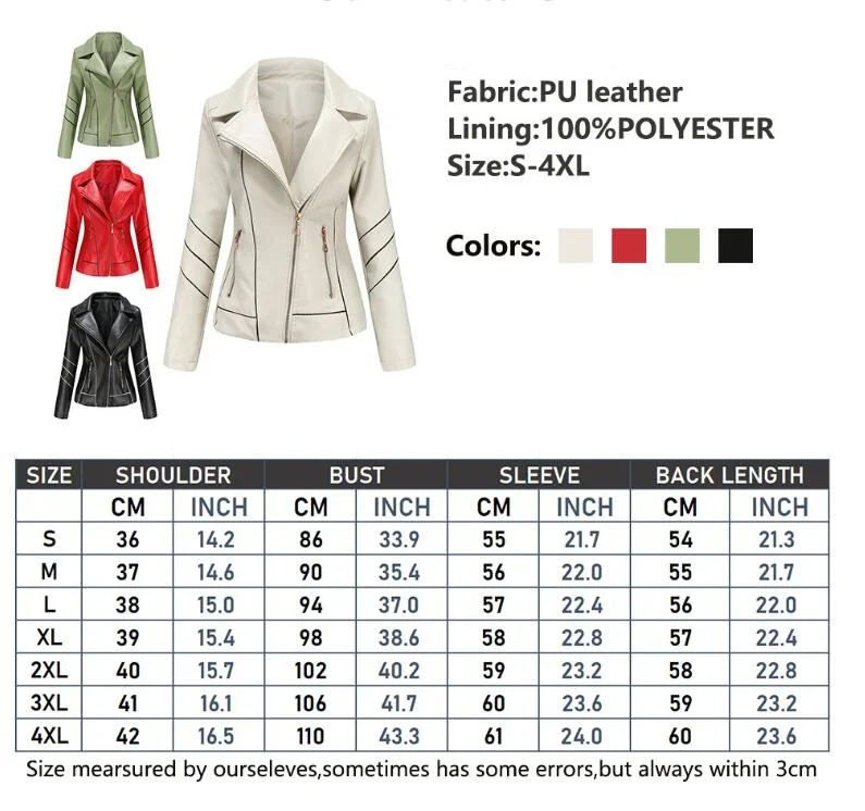 Red PU Faux Leather Jacket Women fashion Casual Biker Jackets Outwear Female Tops spring and autumn Black Leather Jacket Coat