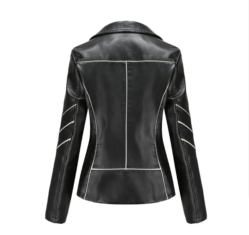 Red PU Faux Leather Jacket Women fashion Casual Biker Jackets Outwear Female Tops spring and autumn Black Leather Jacket Coat