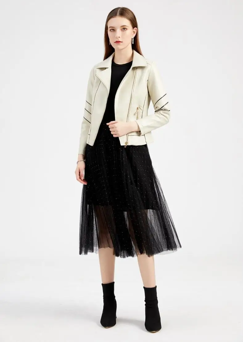 Red PU Faux Leather Jacket Women fashion Casual Biker Jackets Outwear Female Tops spring and autumn Black Leather Jacket Coat
