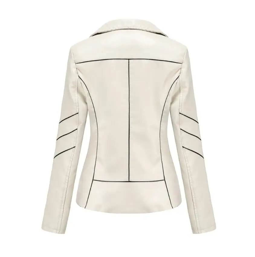 Red PU Faux Leather Jacket Women fashion Casual Biker Jackets Outwear Female Tops spring and autumn Black Leather Jacket Coat