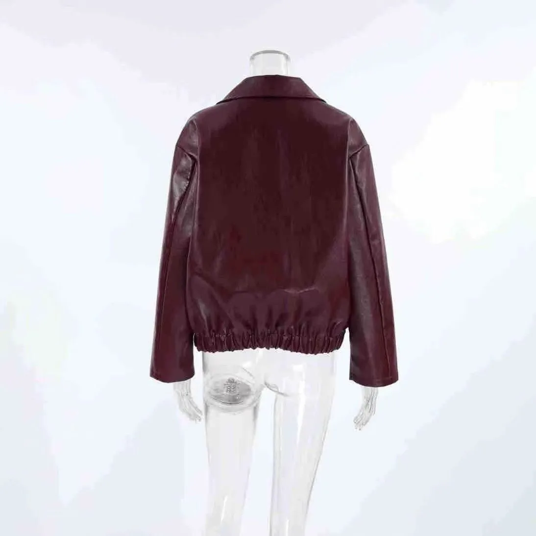 Autumn Winter Retro Leather Jacket 2025 New Women Pu Leather Jacket Short Lapel Motorcycle Loose Coat Women Biker Leather Coat