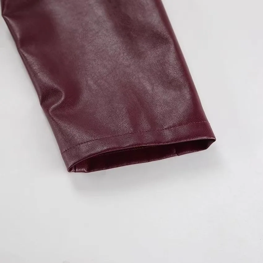Autumn Winter Retro Leather Jacket 2025 New Women Pu Leather Jacket Short Lapel Motorcycle Loose Coat Women Biker Leather Coat
