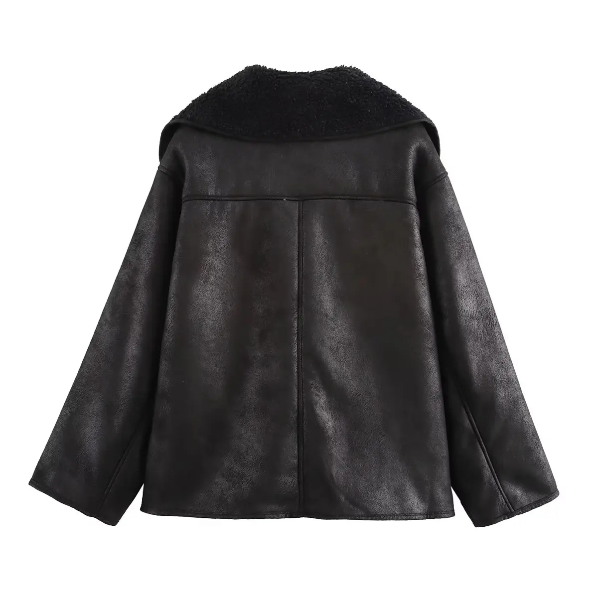 Winter Women's Black Faux Leather Jacket Warm Streetwear Outwear Solid Elegant Warmth 2026 PU Coat for Ladies Jackets Coat Tops