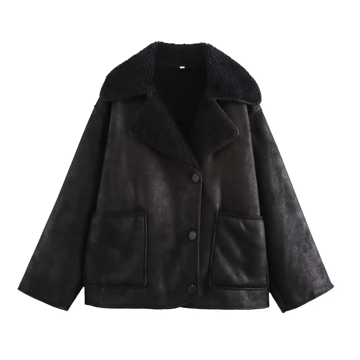 Winter Women's Black Faux Leather Jacket Warm Streetwear Outwear Solid Elegant Warmth 2026 PU Coat for Ladies Jackets Coat Tops