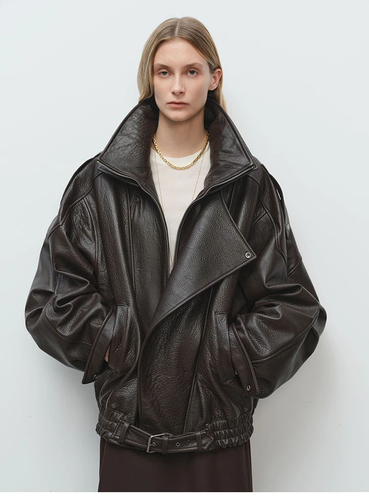 Fashion Motorcycle 2026 Spring And Autumn Black Gothic Punk Leather Jacket American Retro High-Quality Loose Casual Jacket