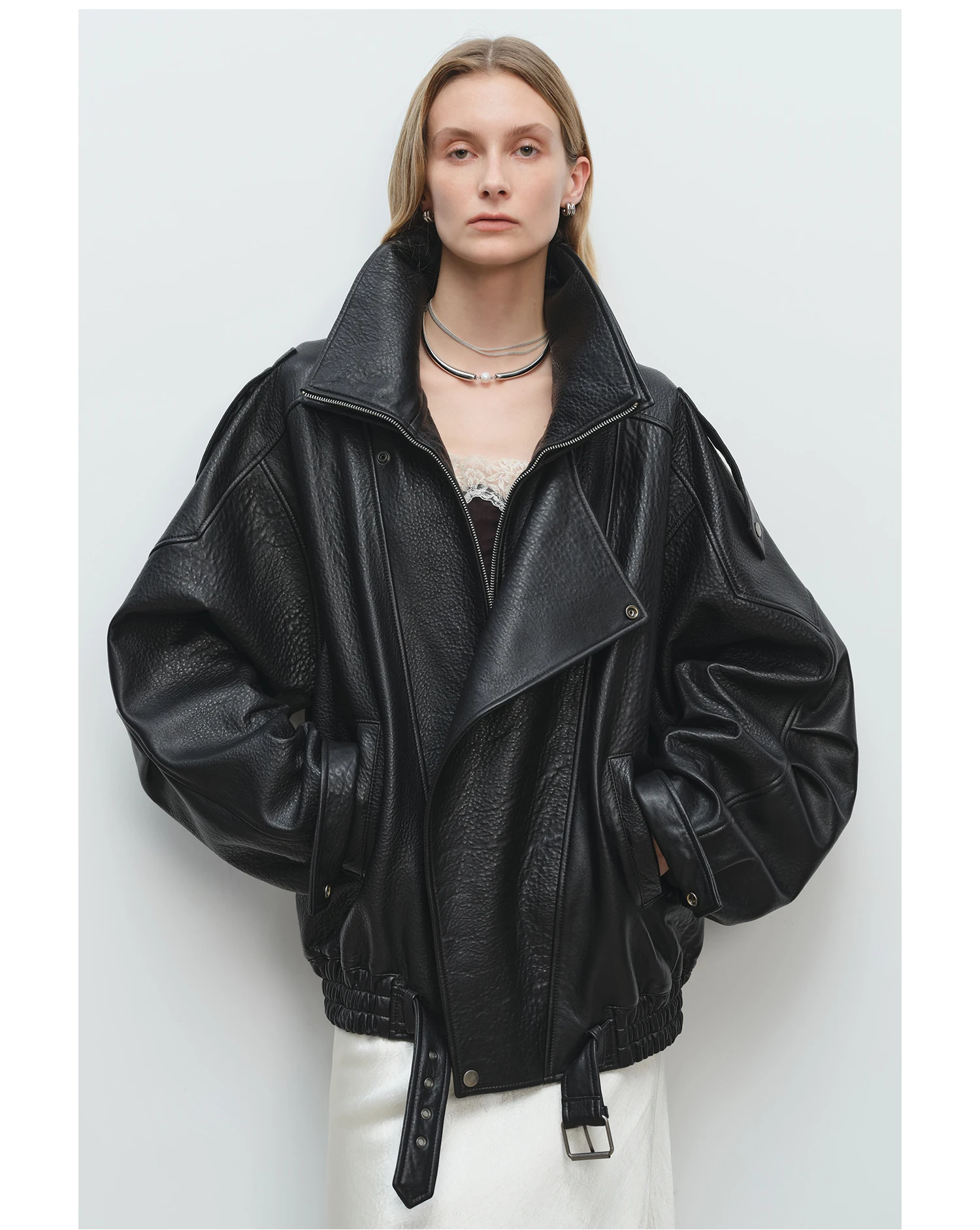 Fashion Motorcycle 2026 Spring And Autumn Black Gothic Punk Leather Jacket American Retro High-Quality Loose Casual Jacket