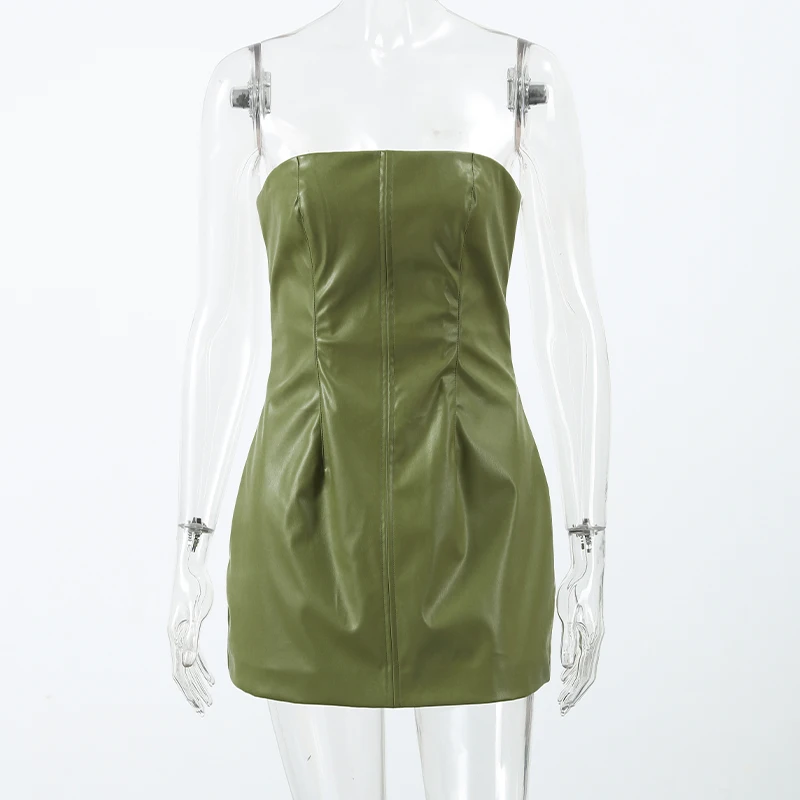 Vintage Green Leather Skirts Jackets Suit Women's Slim Zipper Coat With Pocket Split Skirt 2026 New Winter Autumn Ladies Outwear