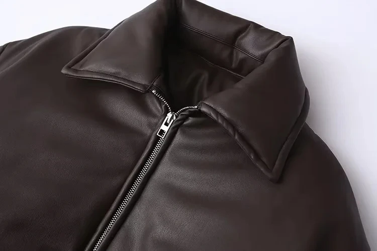 Women's Leather Jackets Coat Winters Outwear Solid Streetwear Warm Thick Long Sleeve Jaqueta De Couro Preta Jacket Women insz