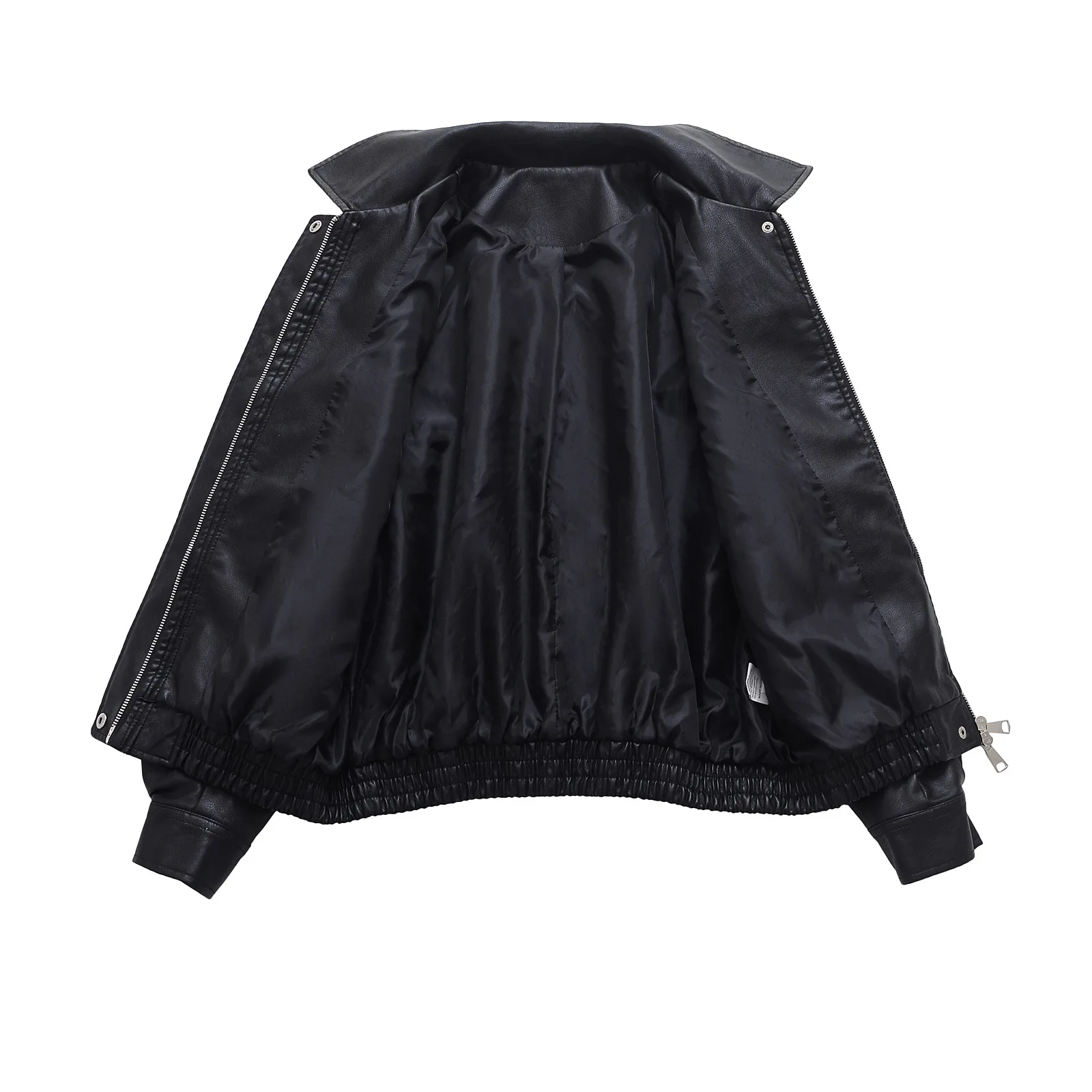 Faux Leather Women Jackets Pu Coats Turn Down Collar Coat Casual Loose Y2k Streetwear Splice Work Jacket Autumn Winter 2025
