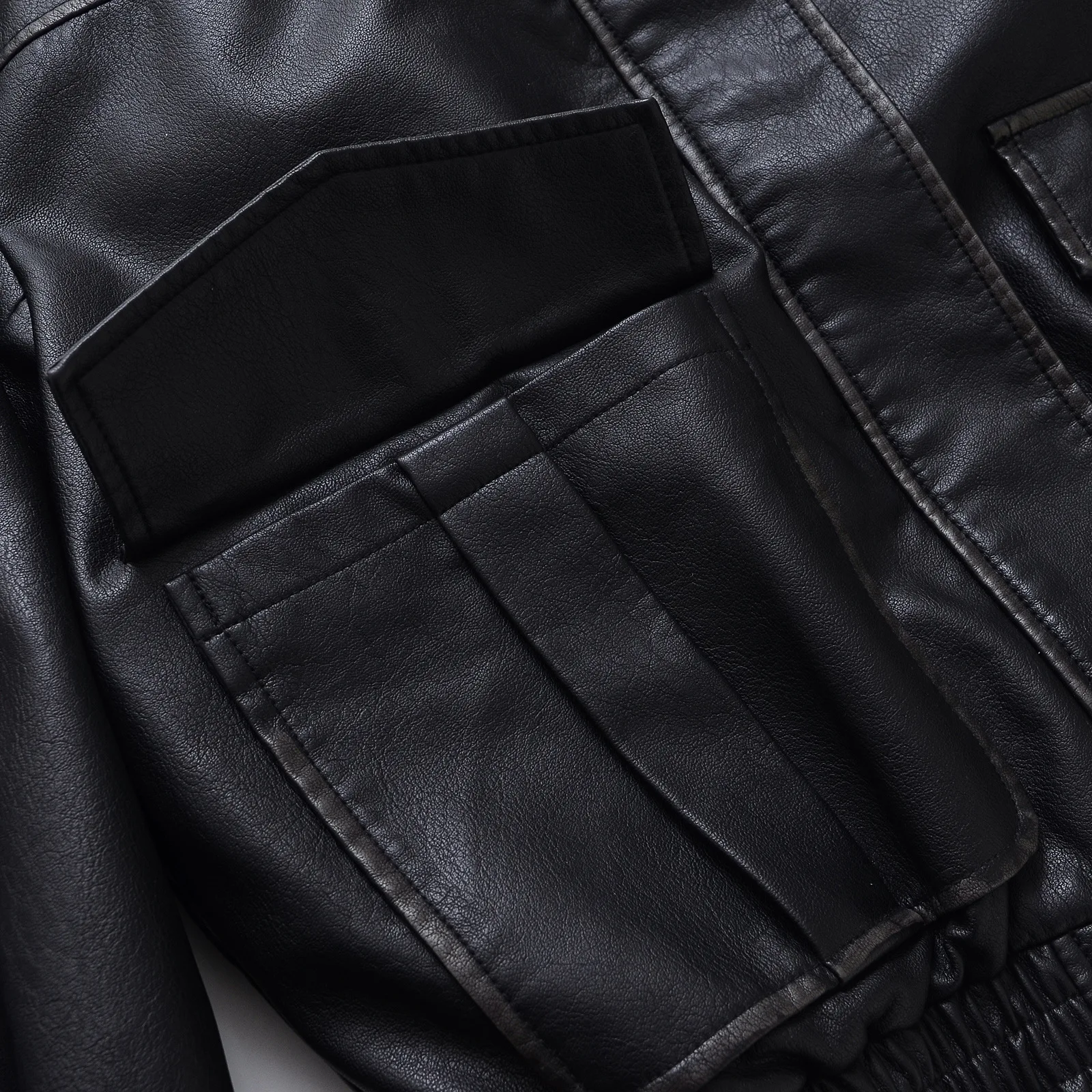 Faux Leather Women Jackets Pu Coats Turn Down Collar Coat Casual Loose Y2k Streetwear Splice Work Jacket Autumn Winter 2025