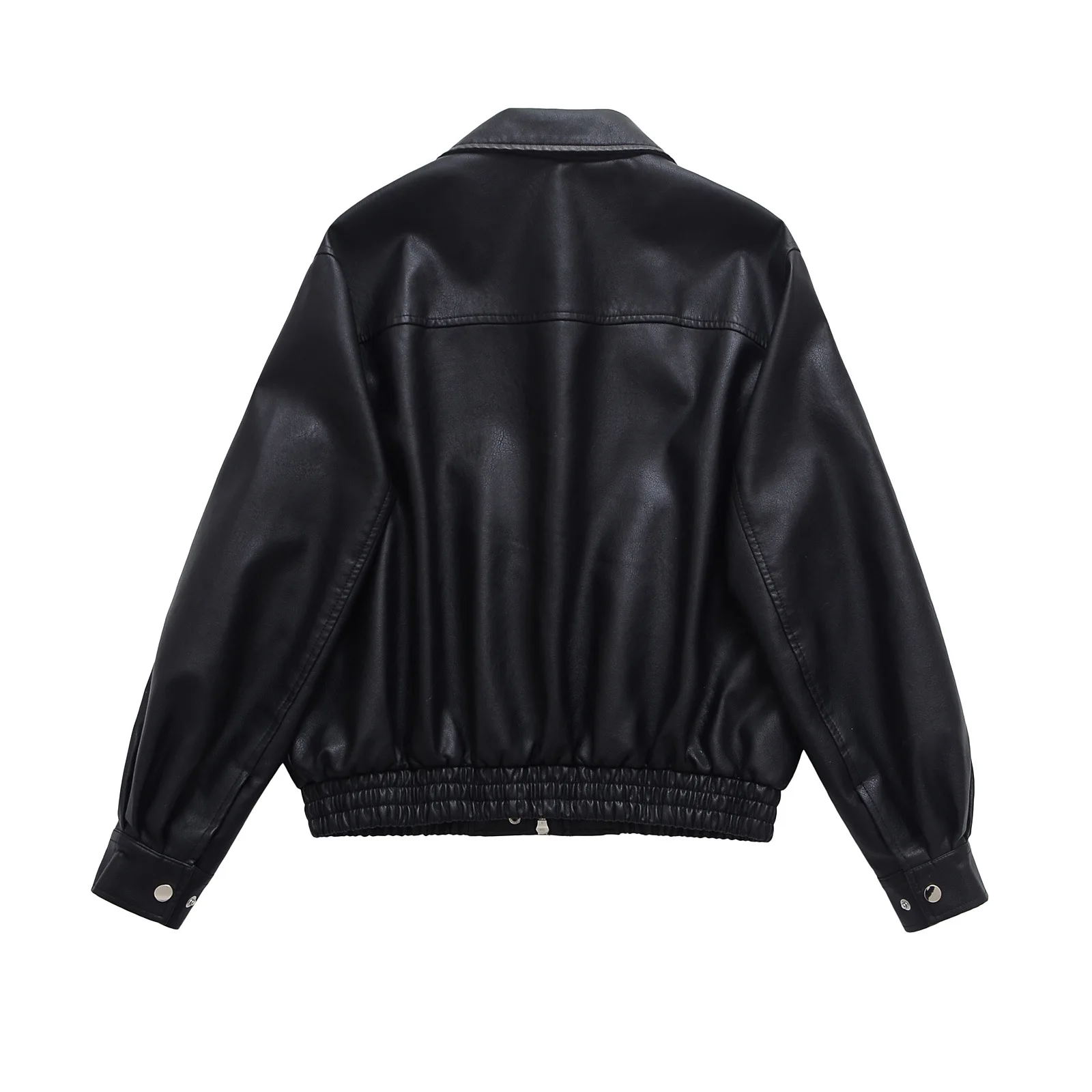 Faux Leather Women Jackets Pu Coats Turn Down Collar Coat Casual Loose Y2k Streetwear Splice Work Jacket Autumn Winter 2025