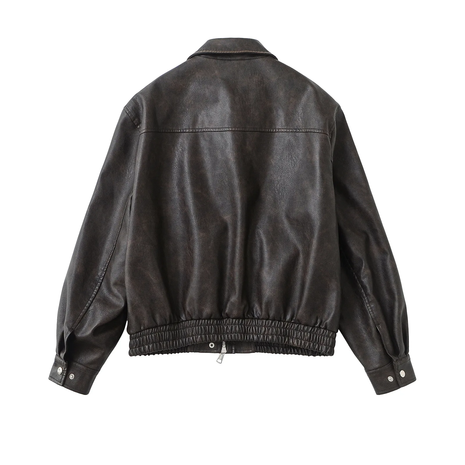 Faux Leather Women Jackets Pu Coats Turn Down Collar Coat Casual Loose Y2k Streetwear Splice Work Jacket Autumn Winter 2025