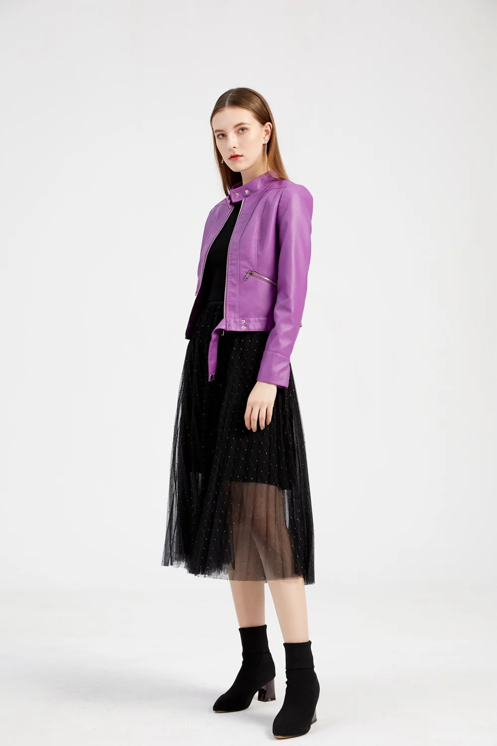 Faux Leather Jacket Woman 2026 New Spring Autumn Coat Women Outerwears Black Red Coffee Brown Purple Chaqueta Mujer 3xl XXXL 2xl